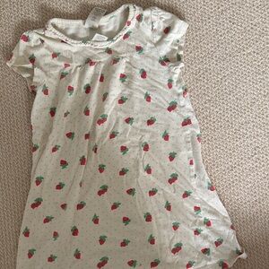 Mini Boden White Nightgown with Strawberry Print